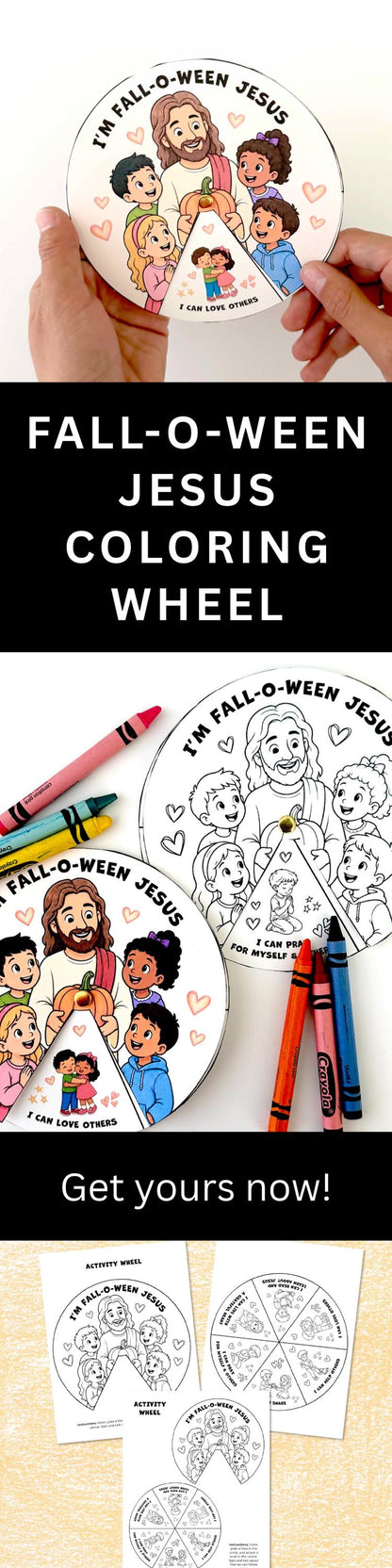 Christian Fall Craft Sunday School Activity Wheel Kids Bible Lesson Children Church Coloring Halloween Printable Fall-O-Ween Jesus Spinner
