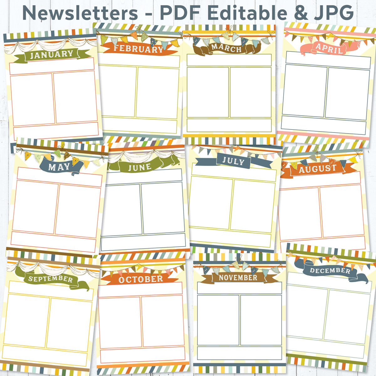 Editable LDS Primary newsletters for 2027 Come Follow Me New Testament with monthly PDF editable and JPG templates for Primary presidency