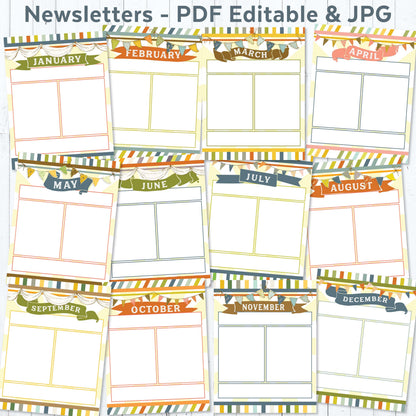 Editable LDS Primary newsletters for 2027 Come Follow Me New Testament with monthly PDF editable and JPG templates for Primary presidency