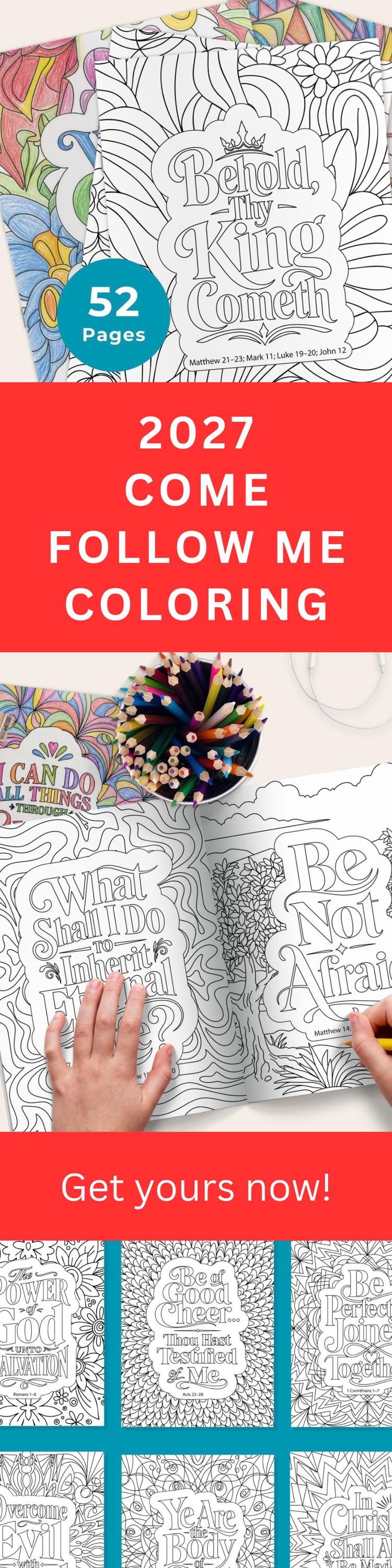 2027 New Testament Come Follow Me Coloring Pages Printable Scripture Study LDS Adult Teen Activity Sheets Digital Download Sunday School