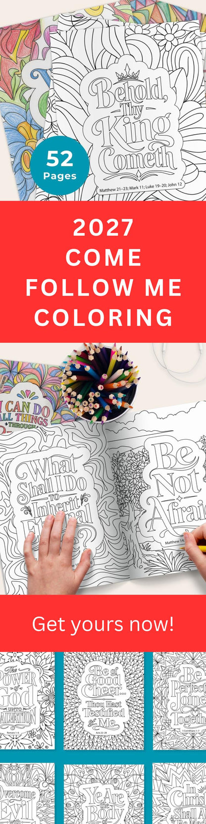 2027 New Testament Come Follow Me Coloring Pages Printable Scripture Study LDS Adult Teen Activity Sheets Digital Download Sunday School