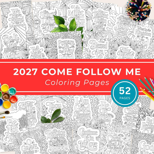 Come Follow Me 2027 New Testament Coloring Book Printable Scripture Study Pages LDS Adult Activity Sheets Digital Download Sunday School Weekly Lesson Resources Relief Society Devotional Materials Church Teaching Aids Family Home Evening
