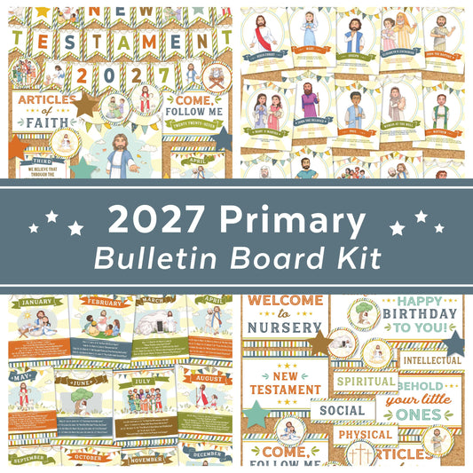 Primary Bulletin Board Kit Digital Download Printable Come Follow Me 2027 New Testament Curriculum Complete Teaching Resource LDS Primary Classroom Organization Tool Visual Learning Aid Instant Access Sunday School Preparation Primary Room