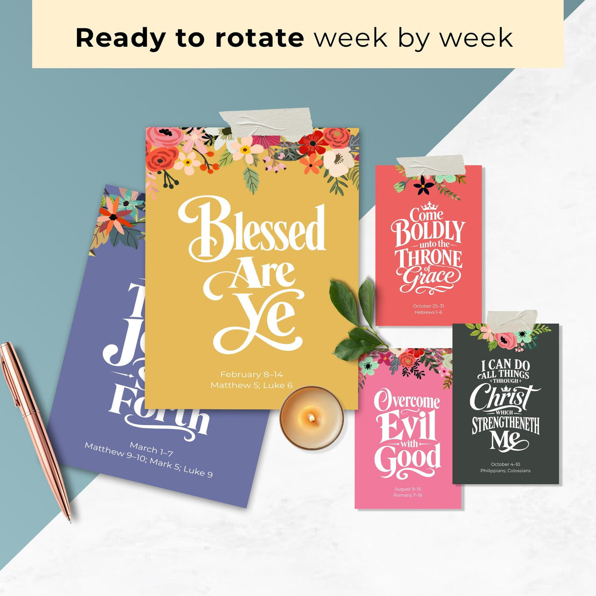 2027 Come Follow Me scripture posters, colorful New Testament prints