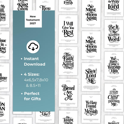 2027 Come Follow Me weekly scripture quote prints in coordinated black and white designs