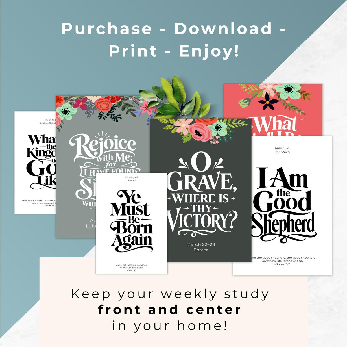Purchase Download Print Enjoy instruction graphic with printable New Testament Bible verse artwork