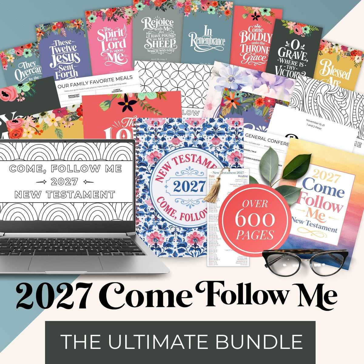 2027 Come Follow Me LDS New Testament printable bundle featuring a 241 page scripture study journal