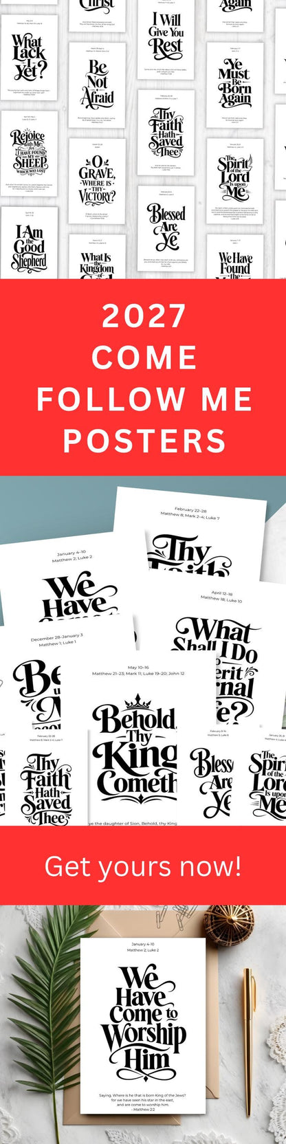 2027 Come Follow Me black and white scripture posters, 52 weekly designs