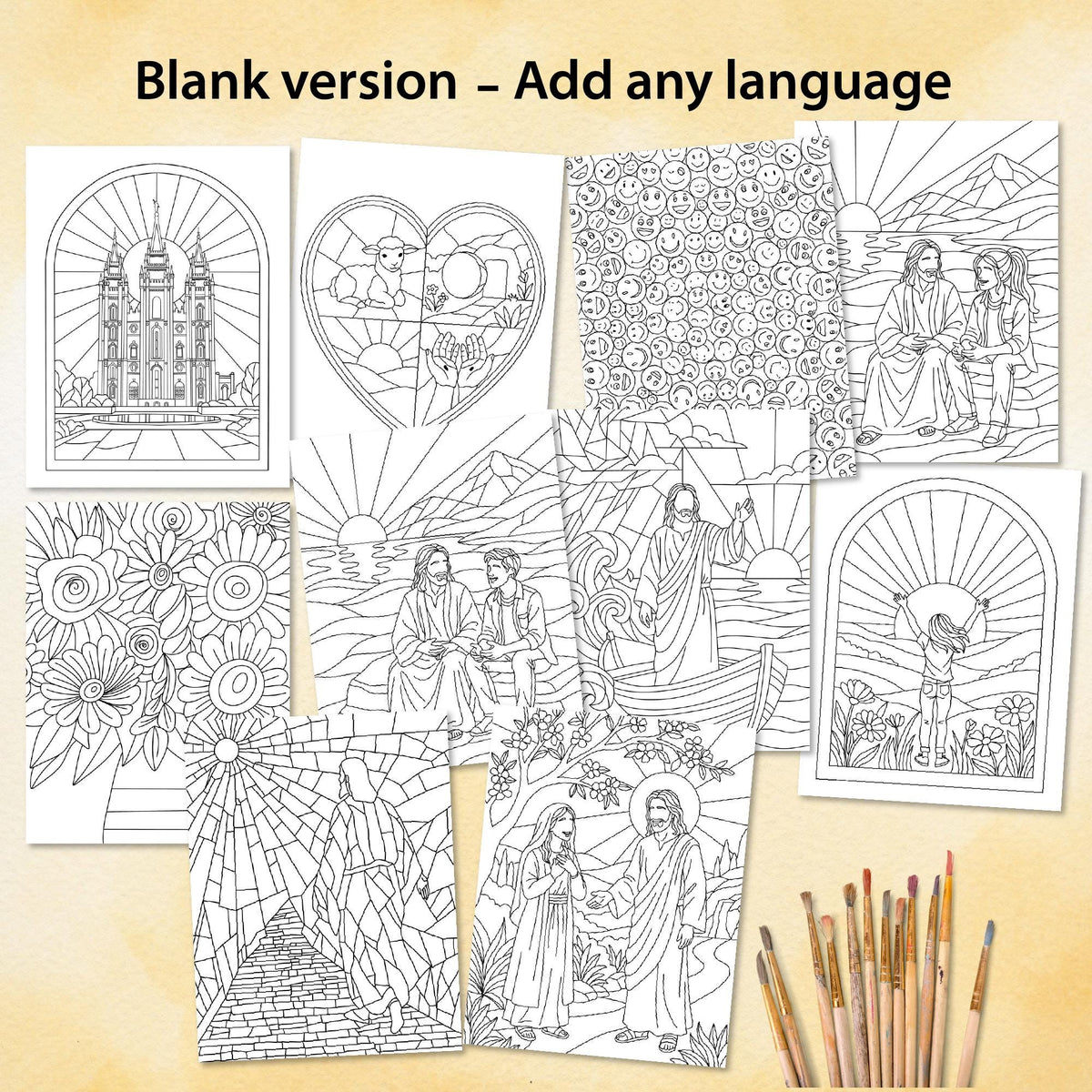 Rejoice in Christ coloring templates, blank versions to add your own wording