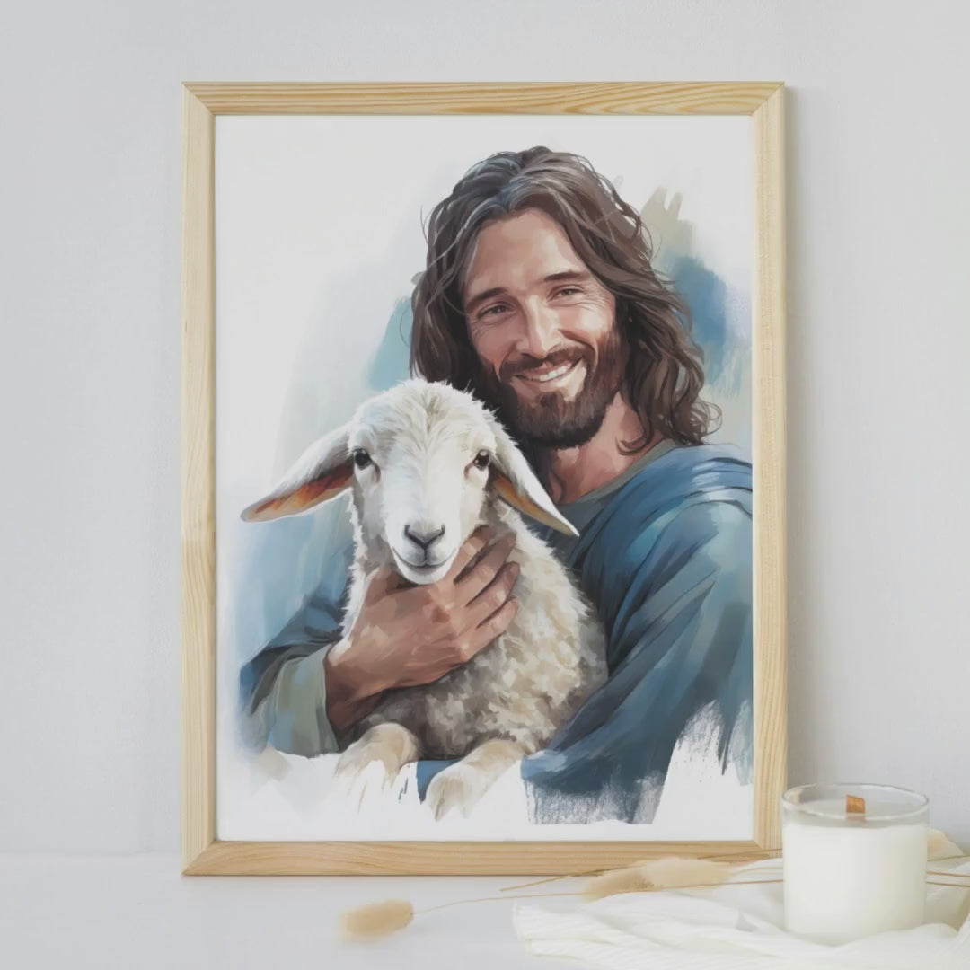 Good Shepherd Jesus Fine Art Print | Jesus Painting | The Living Christ | Christian Decor | Christian Painting | Lost Sheep Painting