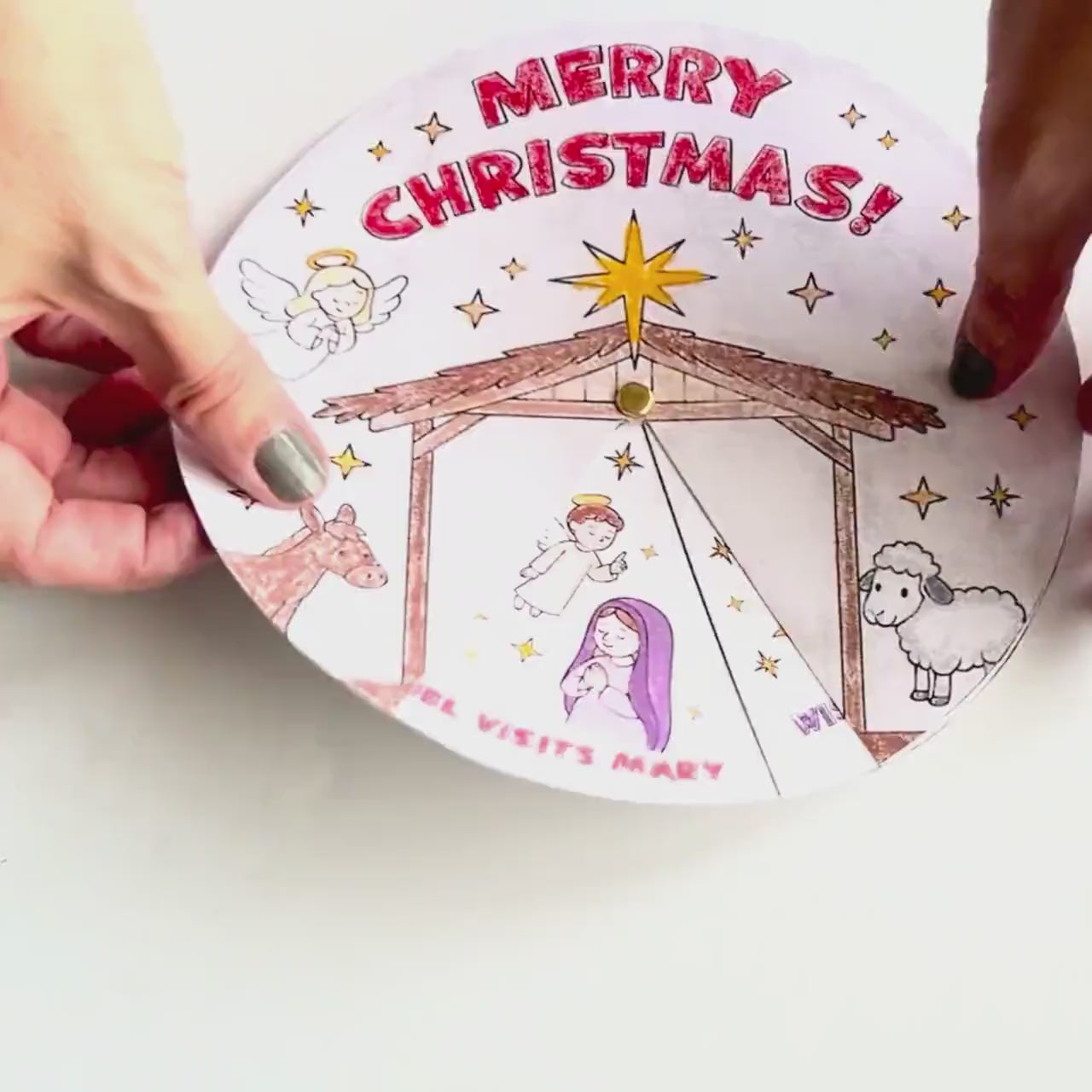 Christmas Nativity Activity Wheel, Kids Printable Craft for Bible Lessons, Sunday School, Homeschool Project (PDF & JPG)