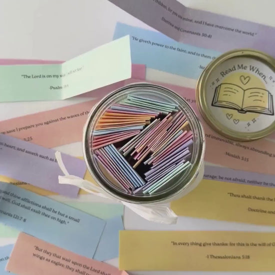 LDS Read Me When Scripture Jar Printable, Feelings & Emotions Cards, Primary Youth Activity, Girls Camp, Editable Canva Template