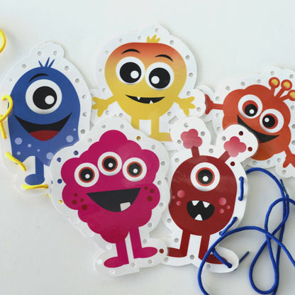 Lacing Card Printable – Monster Theme Preschool Fine Motor Activity