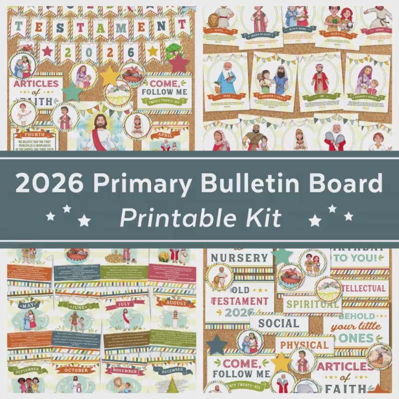 2026 Primary Bulletin Board Kit, Old Testament, Come Follow Me, Articles of Faith, Digital Download (Printable)