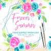 Forever Summer Watercolor Floral Design Clip Art