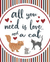 All You Need Is Love & A Cat Printable Poster | Cat Art | Cat Lovers Printable | Instant Download