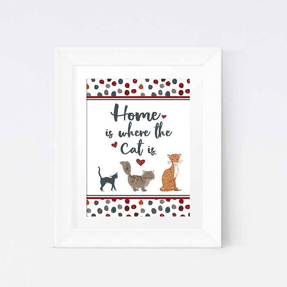 Home Is Where the Cat Is Printable Poster | Cat Art | Cat Lovers Printable | Instant Download