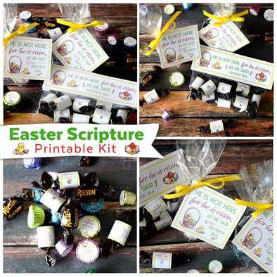 Easter Scripture Printable Kit | Christian Bible Easter Kid Activity | Easter Scripture Family Game