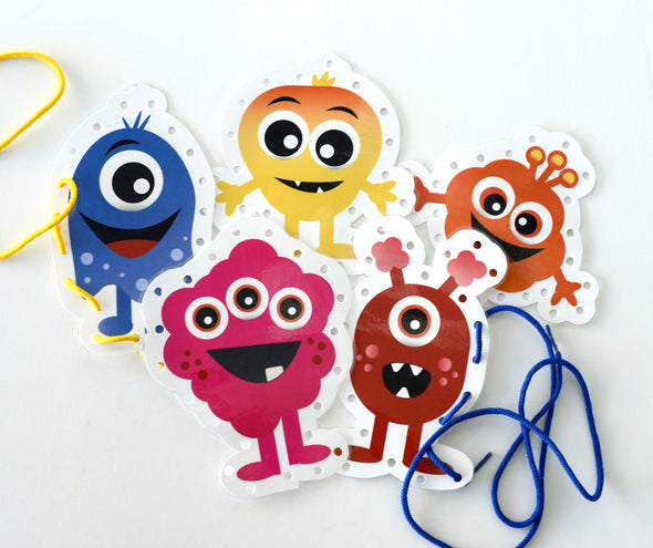 Monster Sewing/Lacing Printable Cards | Printable Download Monster Sewing (Lacing) Cards