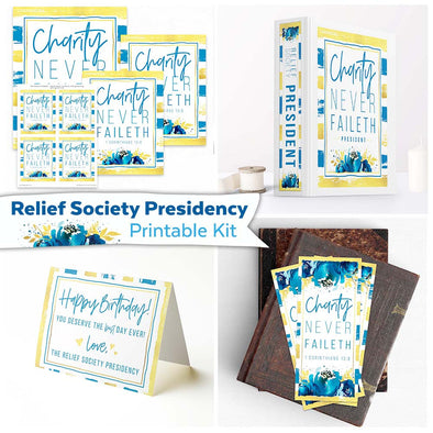 Relief Society Presidency Printable Kit | LDS Relief Society Printables | Relief Society Binders, Bookmark, Cards