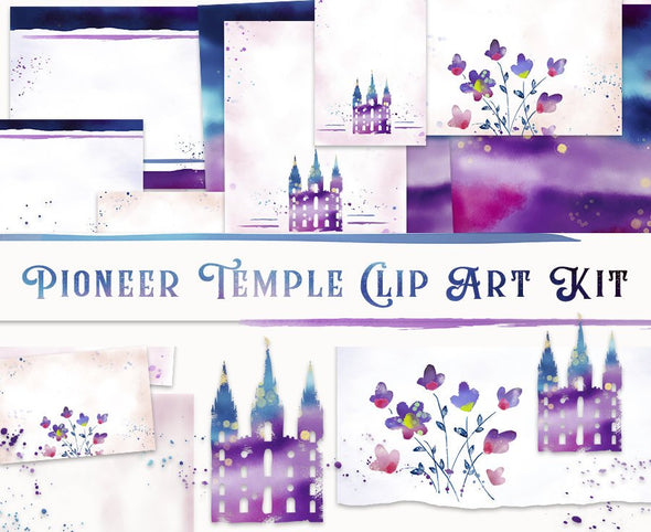 LDS Pioneer Temple Clip Art | Watercolor LDS Clip Art