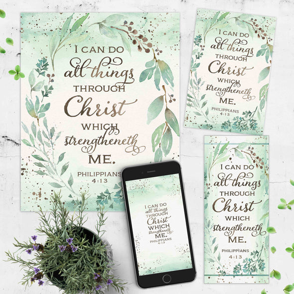 Philippians 4:13 Printable Kit | I Can Do All Things Printables Wallpaper Bookmark
