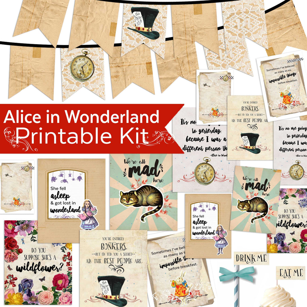 Alice in Wonderland Printable Kit | Alice in Wonderland Party Event ...