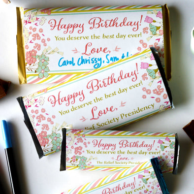 Relief Society Birthday Chocolate Candy Bar Wrapper - Easy Birthday Gi ...