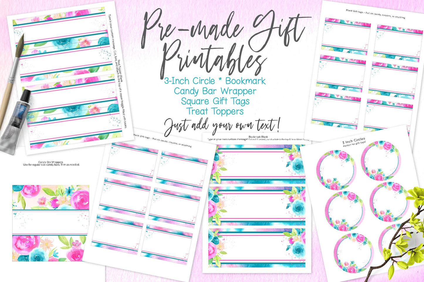 Forever Summer Watercolor Floral Design Clip Art