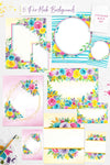 Summer Solstice Watercolor Floral Design Clip Art