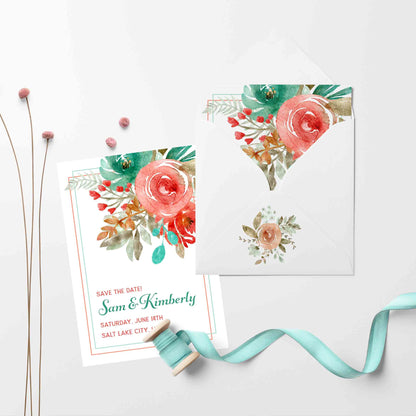 Sweet Dreams Floral Clip Art | Free Commercial Use Watercolor Clip Art | Peach Mint Teal Flowers Clip Art | CU OK