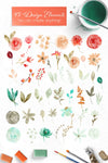 Sweet Dreams Floral Clip Art | Free Commercial Use Watercolor Clip Art | Peach Mint Teal Flowers Clip Art | CU OK