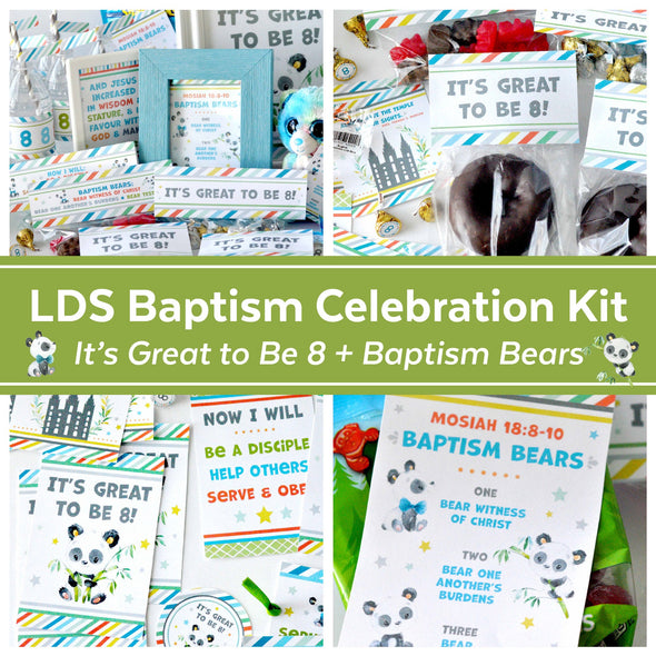 LDS Baptism Celebration Kit | Baptism Preview Kit | It's Great To Be 8 Printables | LDS Baptism {Panda} Bears Kit