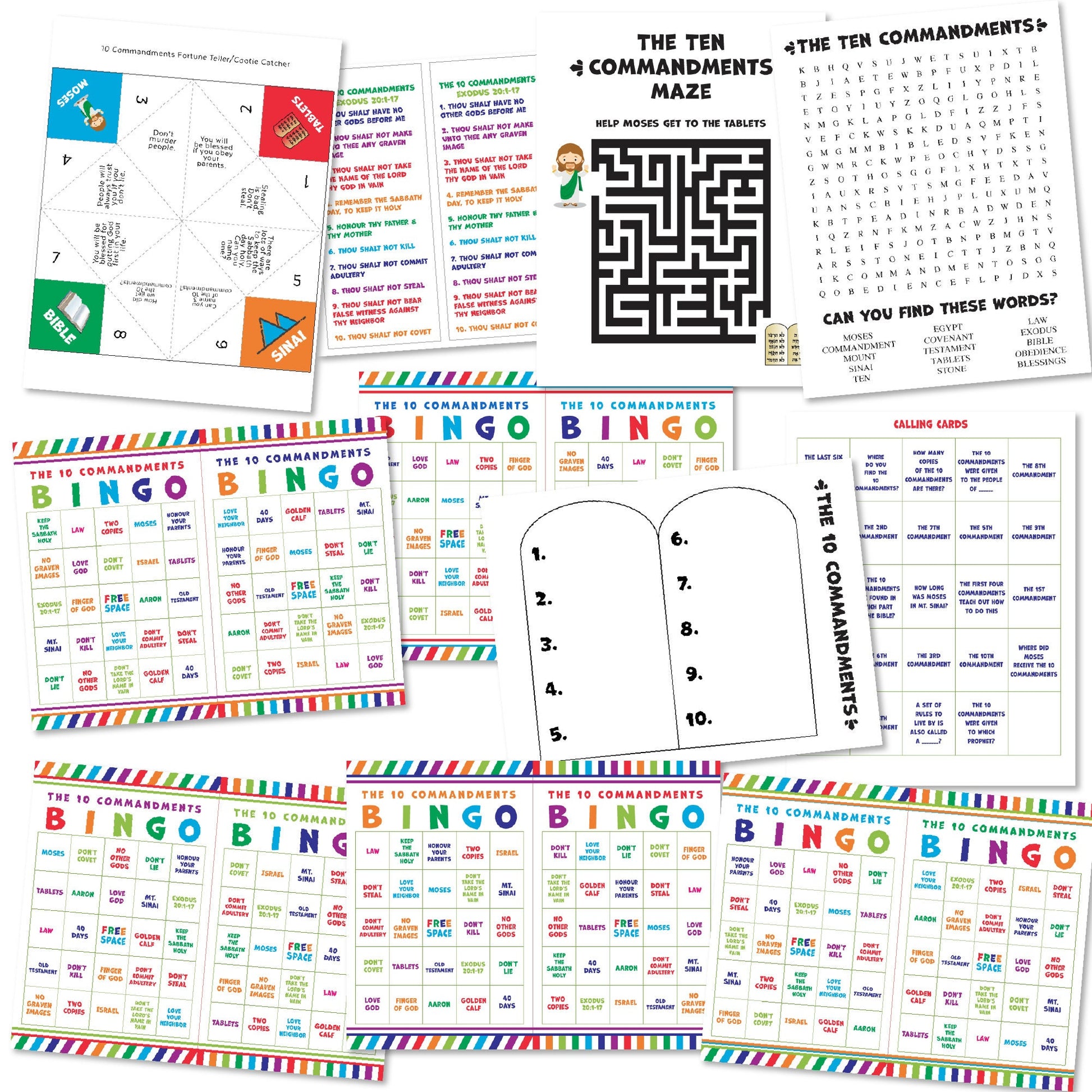 The 10 Commandments Printable Kit | Old Testament Games & Activities
