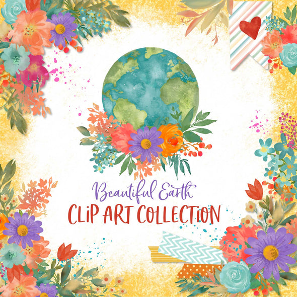 Beautiful Earth Watercolor Floral Clip Art | Free Commercial Use Clip Art | Earth Day Clip Art