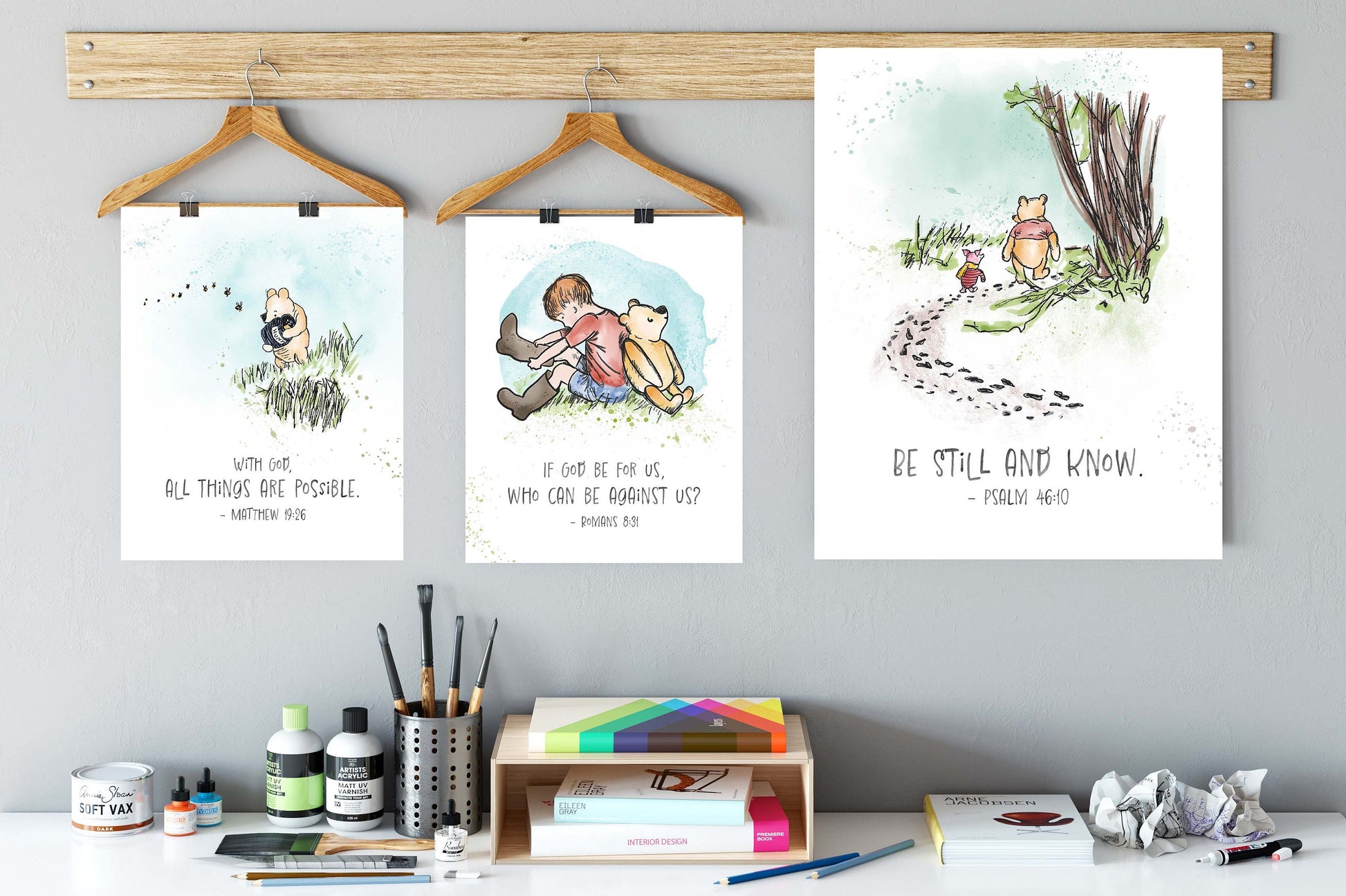 Bible Winnie-the-Pooh Printable Collection | Winnie the Pooh Nursery & Gift Art with Bible Verses