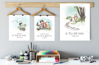 Bible Winnie-the-Pooh Printable Collection | Winnie the Pooh Nursery & Gift Art with Bible Verses