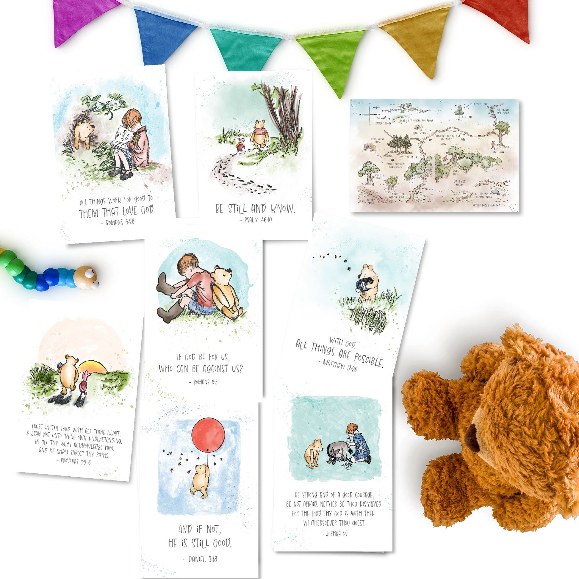 Bible Winnie-the-Pooh Printable Collection | Winnie the Pooh Nursery & Gift Art with Bible Verses