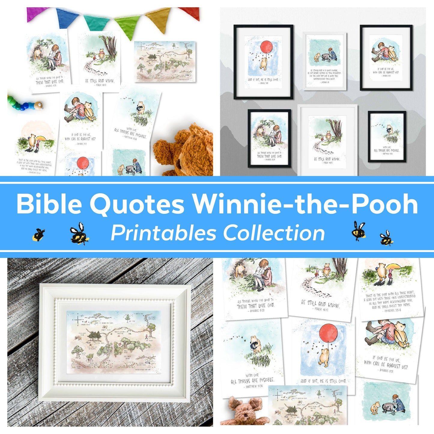 Bible Winnie-the-Pooh Printable Collection | Winnie the Pooh Nursery & Gift Art with Bible Verses
