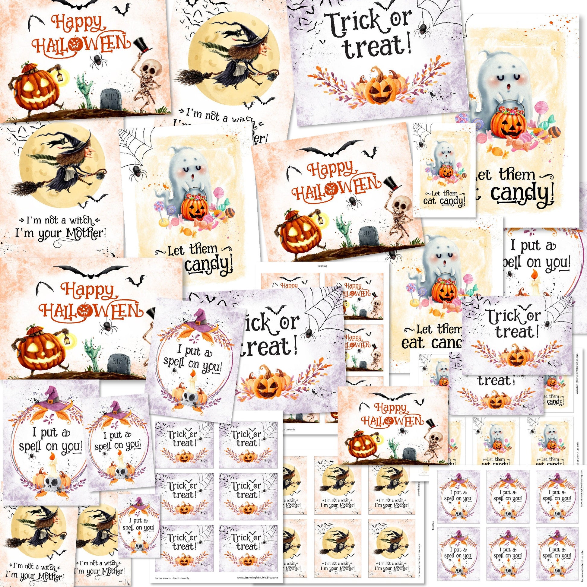The Ultimate Halloween Printable and Tag Bundle with Halloween Coloring Pages