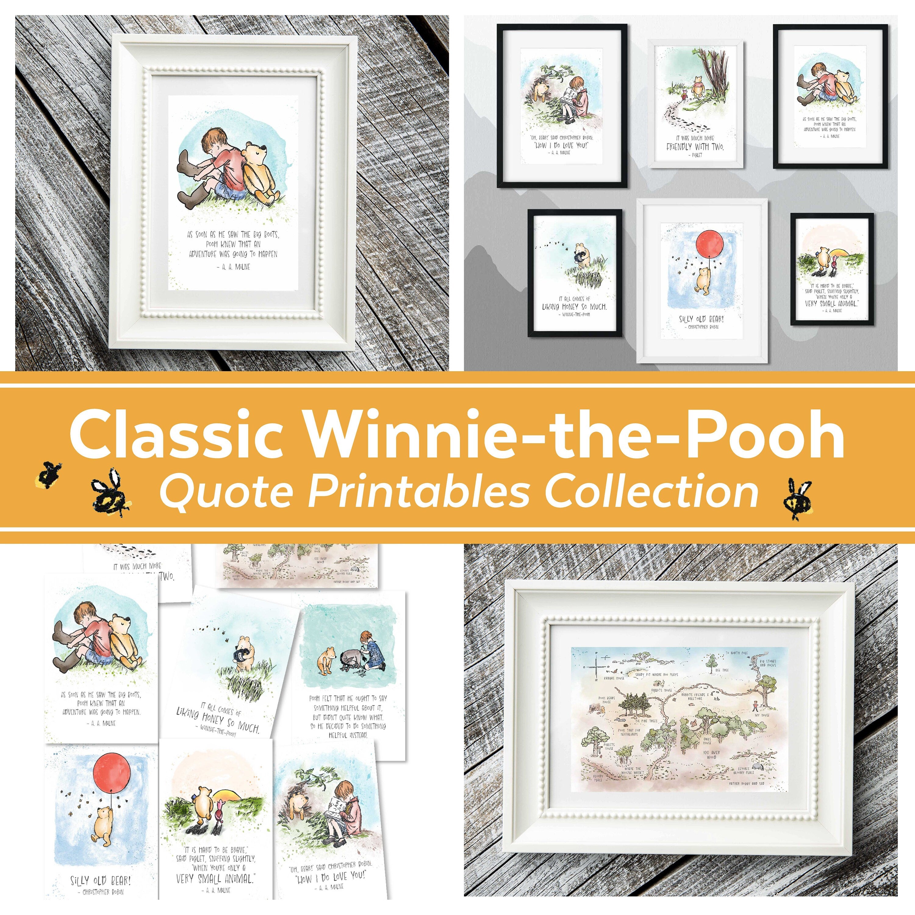 Classic Winnie-the-Pooh Baby Shower Printables Bundle (Honey