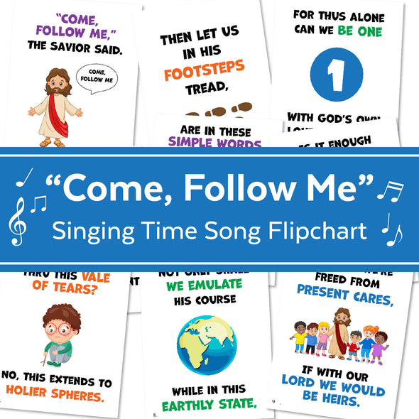 January 2023 LDS Singing Time | Come Follow Me LDS Hymn | Singing Time Flipchart for Primary Come, Follow Me
