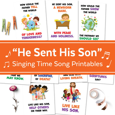 February 2023 LDS Singing Time | He Sent His Son| Singing Time Flipchart for Primary Come, Follow Me