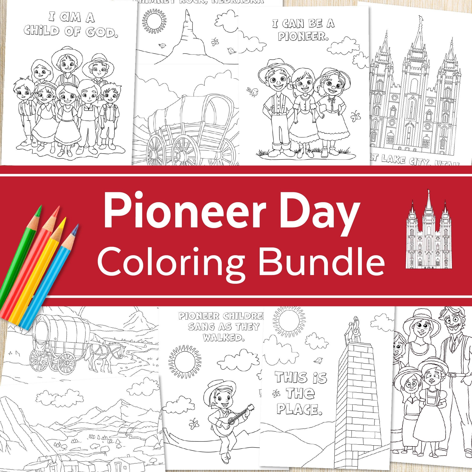 pioneer family coloring pages