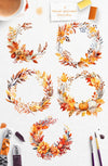 Romantic Fall Floral Clip Art Kit | Commercial Use | Digital Download | Watercolor Autumn Flowers