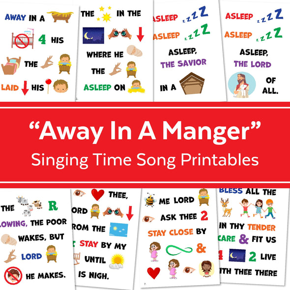Away In A Manger Primary Song Chart | December LDS Singing Time | Singing Time Flipchart for Primary Come, Follow Me