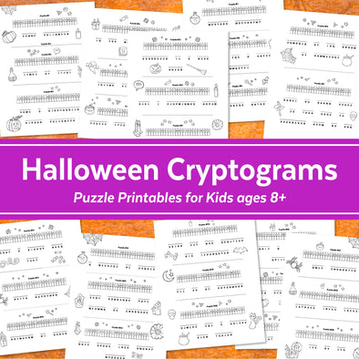 Halloween Cryptogram Puzzles | Printable Halloween Game | Halloween Kids' Puzzle | Gift For Kids | Halloween Quotes For You To Decode