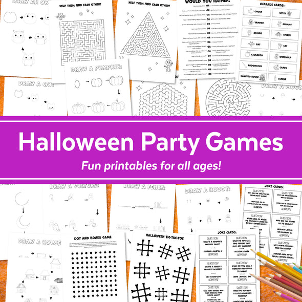 Halloween Party Games Kit | Classroom Games | Halloween Party | Word Search | Homeschool Printable | Family Games | Halloween Fun Activity