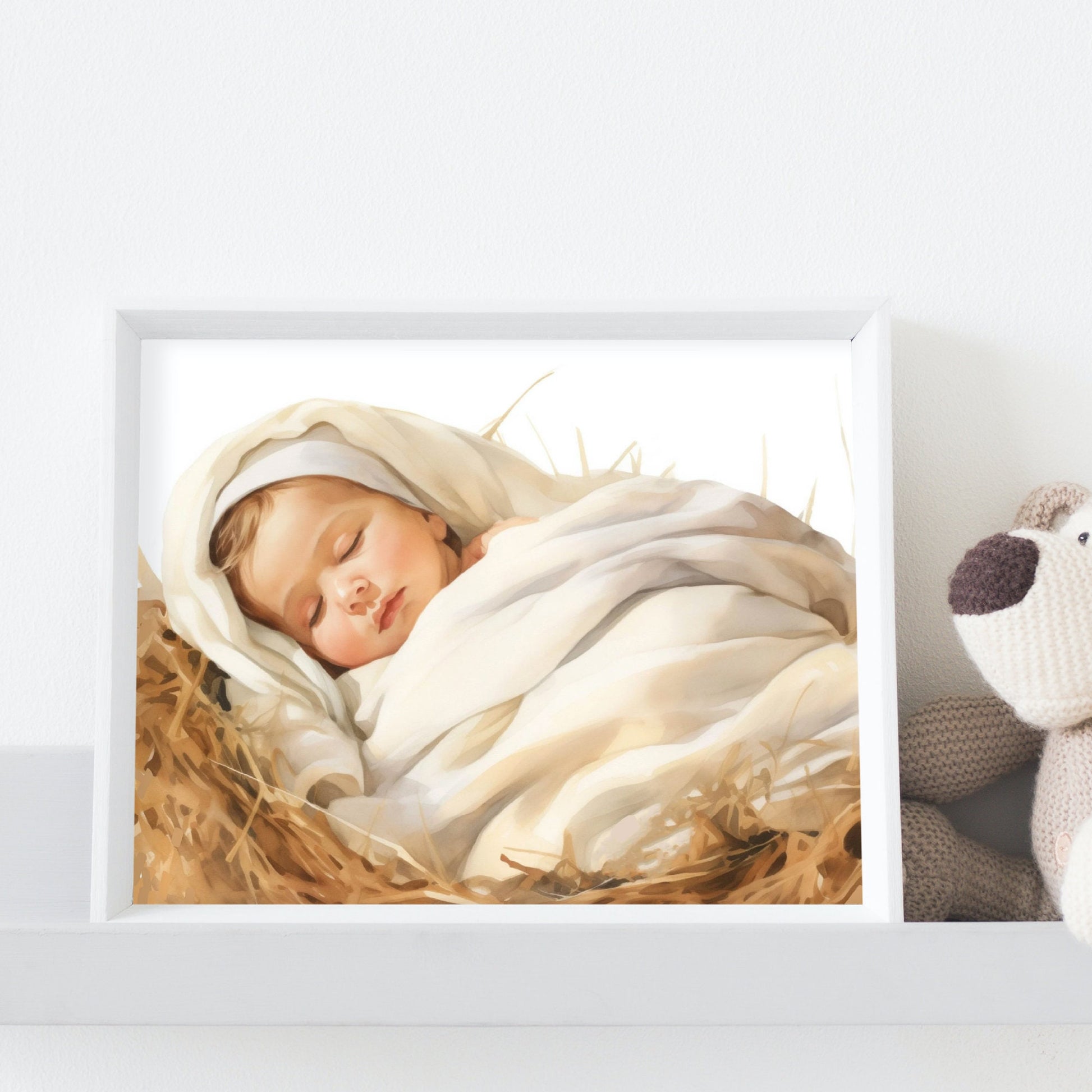 Christmas Wall Art | Digital Download | Baby Jesus Wall Art | Nativity Scene Art Print | Baby Jesus Print | Birth Of Jesus