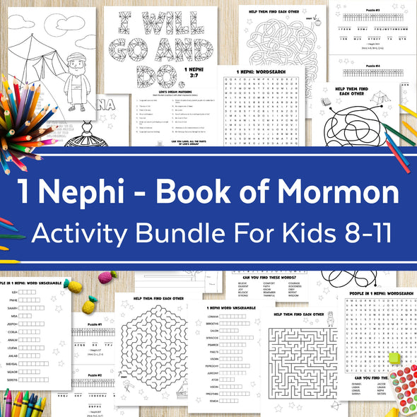 1 Nephi Book of Mormon Activity Bundle for kids 8-11 | LDS Come Follow Me 2024 | January Primary 2024